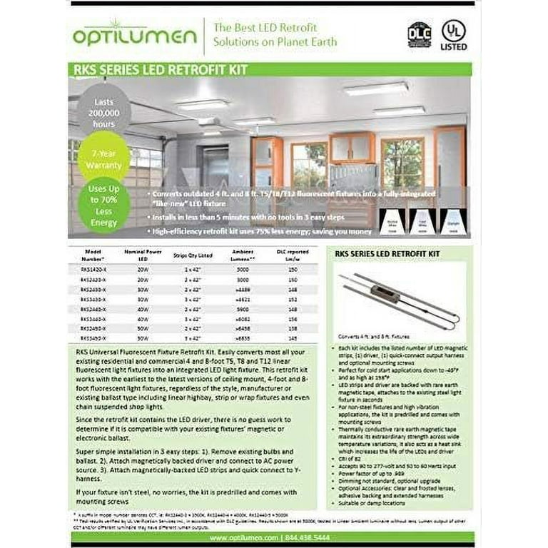 RKS 4 ft. 118-Watt Equivalent Integrated LED White Magnetic Strip Retrofit Kit, 3500K (4-Pack) RKS 4 ft. 118-Watt Equivalent Integrated LED White Magnetic Strip Retrofit Kit, 3500K (4-Pack)