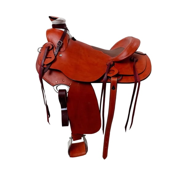 Big Horn Western Cherry Brown Leather Horse Saddle Hard Seat With Padded Patch 10" Inch
