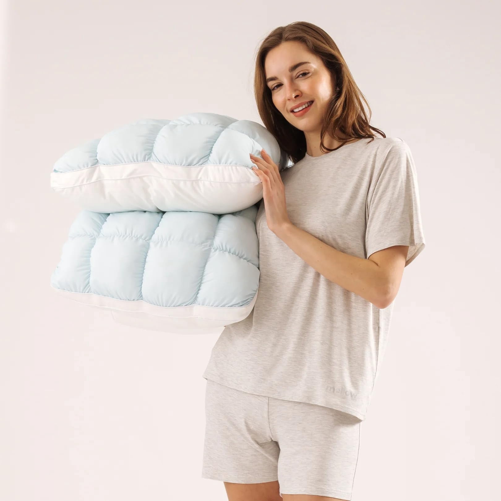 Mellow Baby Blue Puff Pillow Standard