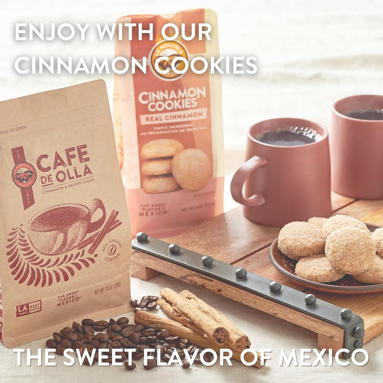 Café De Olla Ground Coffee, 12 Ounce (pack of 2), Cinnamon and Brown Sugar Spiced Mexican Dark Roast Coffee by La Monarca Bakery