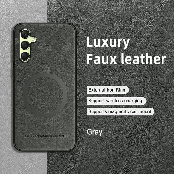 ELEHOLD Case for Samsung Galaxy A16 5G, Shockproof Magnetic Slim Leather Case Cover,Gray