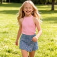 thumbnail image 6 of Amidoa Girls 2 Piece Outfits Summer Clothes Tank Top Floral Print Sleeveless Solid Color Cute T-Shirt and Casual Shorts Kids Clothing Sets Pink Size 7, 6 of 9