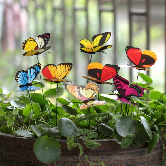 VANLOFE Home Decor Big s Shipping 25pcs Butterfly Stakes Outdoor Yard Planter Flower Pot Bed Garden Decor Butterfl