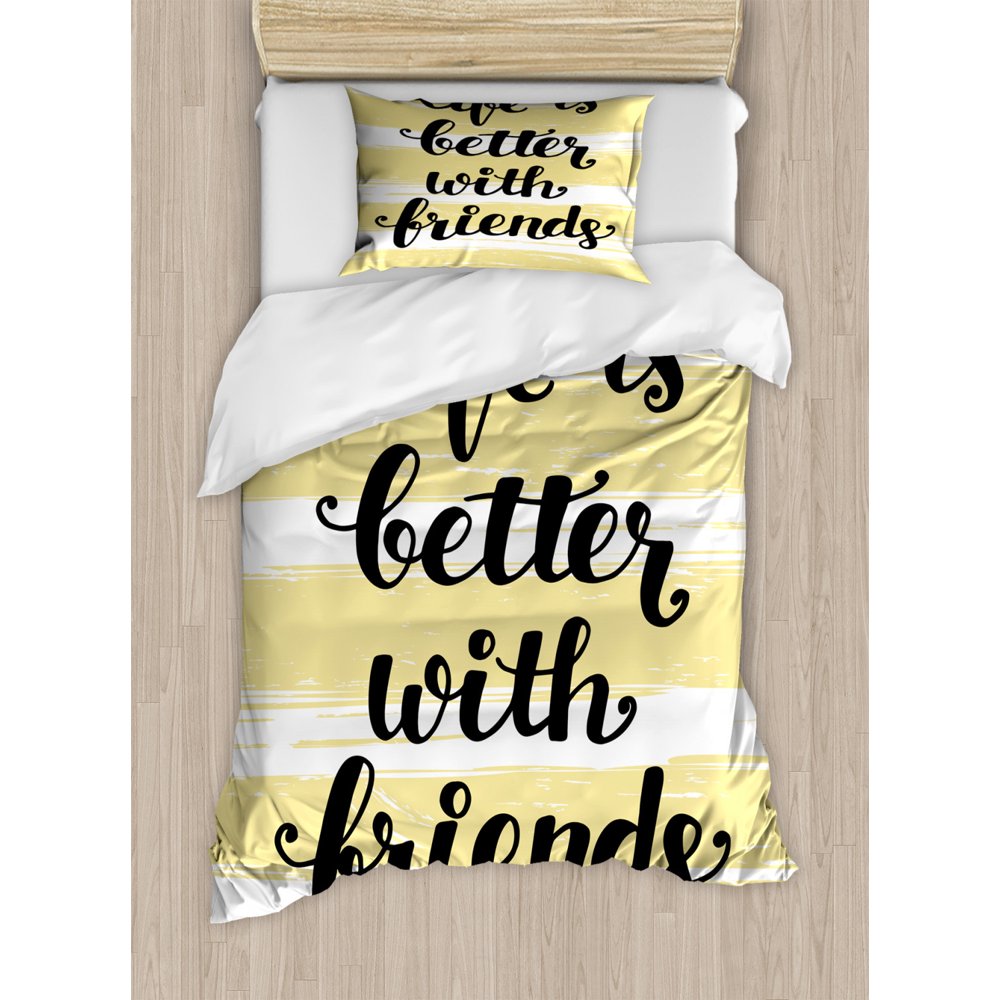 Best Friend Duvet Cover Set Twin Size, Life Is Better With Friends