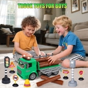 UQN Log Truck Toys for Boys Age 4-7, Inertia Tow Truck Toy, Truck And Trailer Toys for Boys, Lights and Sounds,Log Tractor Kids Toy Truck, Christmas Birthday Gift for Boys/Toddlers 3 4 5 6 7 8