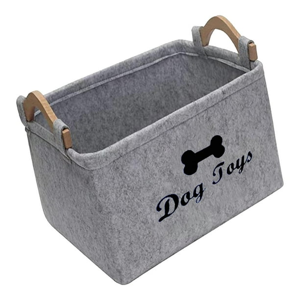 Organizador de Juguetes para Perros Jinwen Cesta Rectangular para Artículos de Cachorros Hueso Gris