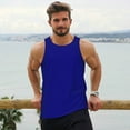 thumbnail image 6 of Uemuo Navy Pattern Men's Muscle Shirts Sleeveless Dry Fit Gym Workout Tank Top Lightweight Sports Tank Top Beach Tank Top, Loose-fit Sleeveless Shirt-Large, 6 of 7