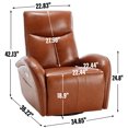 thumbnail image 6 of Blue Genuine Leather Swivel and Rocker Power Recliner Chair with Lumbar Support, Max Swivel Degree 270 ° , Heavy Duty Motion Mechanism with USB and Type-C, 6 of 15