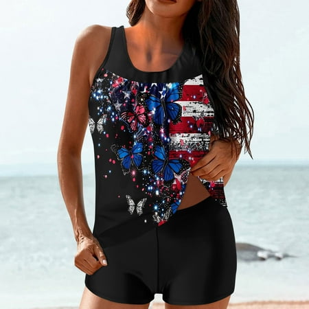 LEBONYARD Women s Two Piece Bathing Suits Cut Out Side Bikini Trendy Women Conservative Print Strappy Black Set Two Piece Swimsuits Swimdress Black XL