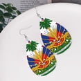 thumbnail image 5 of Leather Earrings Dangle Drop For Women Coat Of Arms Of Haiti Teardrop Earrings Lightweight Gifts, 5 of 6