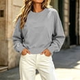 thumbnail image 2 of Women Loose Fit Cropped Sweatshirt Sevevn Crew Neck Long Sleeve Pullover With Kangaroo Pocket For Spring Fall Daily Wear, 2 of 8