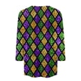 thumbnail image 4 of Mardi Gras Shirts for Women 3/4 Sleeve Carnival Graphic Top, Crew Neck Casual Tee, Soft Loose Fit Parade Outfit for Festival Party, 4 of 5