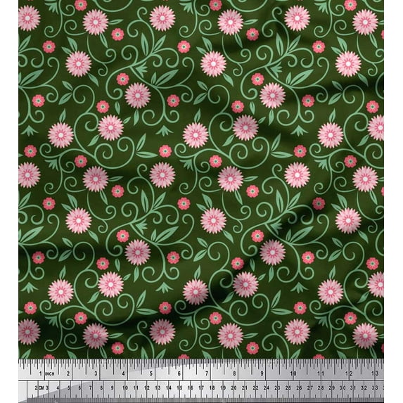 Soimoi Rayon Fabric Swirls & Floral Artistic Print Fabric by the Yard 56 Inch Wide