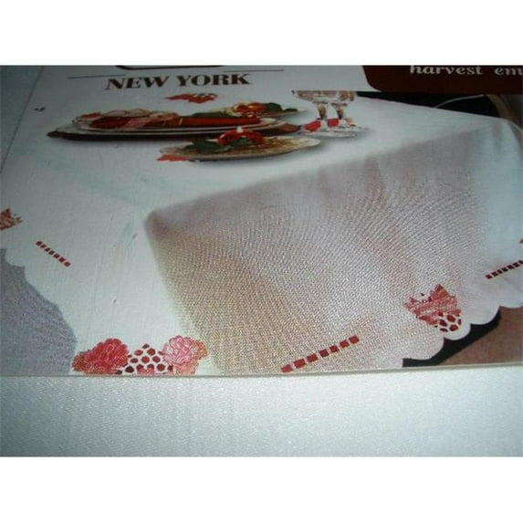 Tapestry Trading LY07885-70 70 in. Embroidered Harvest Copper Leaves Cutwork Table Cloth
