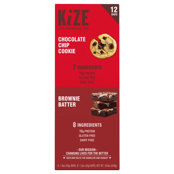 KiZE Life Changing protein Bar, Variety Pack, 12 ct