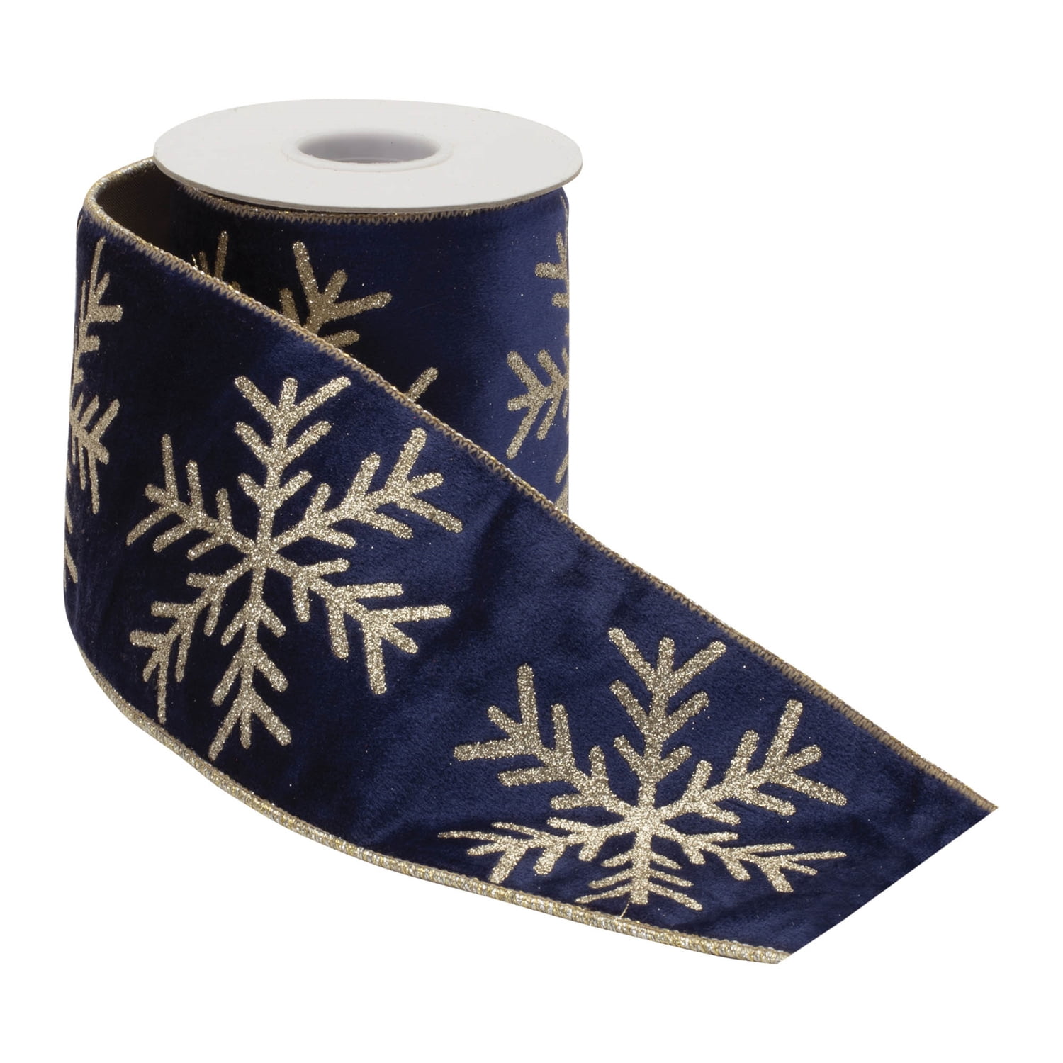 Melrose 95128DS 4 in. x 5 yards Wired Polyester, Blue & Gold