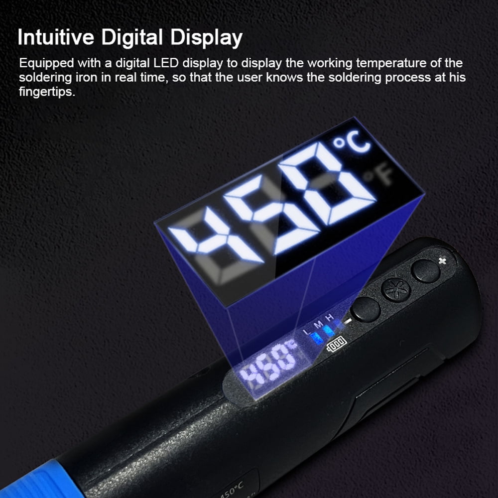 BIMZUC Portable Cordless Electric Soldering Iron Kit, 200-450C Adjustable Temperature, Multifunctional USB Welding Pen with LED Digital Display, 8.54 inches / 21.7 cm length (Orange)
