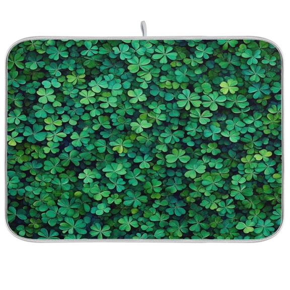 Kitchen Drying Mat 16x18In Drying Dish Mat Dish Drying Mats Kitchen Countertop Multi-Function Drain Drying Mat Kitchen Table Pretty Green Four-leaf Clover