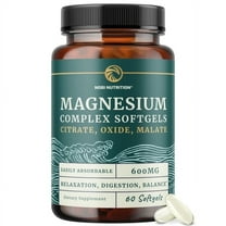 Triple Magnesium Softgels | Citrate, Malate, & Oxide High Absorption Magnesium Supplement for Digestion, Calm, Leg Cramps, & Sleep Support | 60 Ct