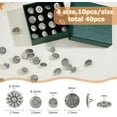 thumbnail image 2 of 40Pcs 4 Styles 1-Hole Zinc Alloy Shank Buttons Flat Round Antique Silver 14~17x6.5~8mm Hole: 2~2.5mm 10pcs/style, 2 of 6