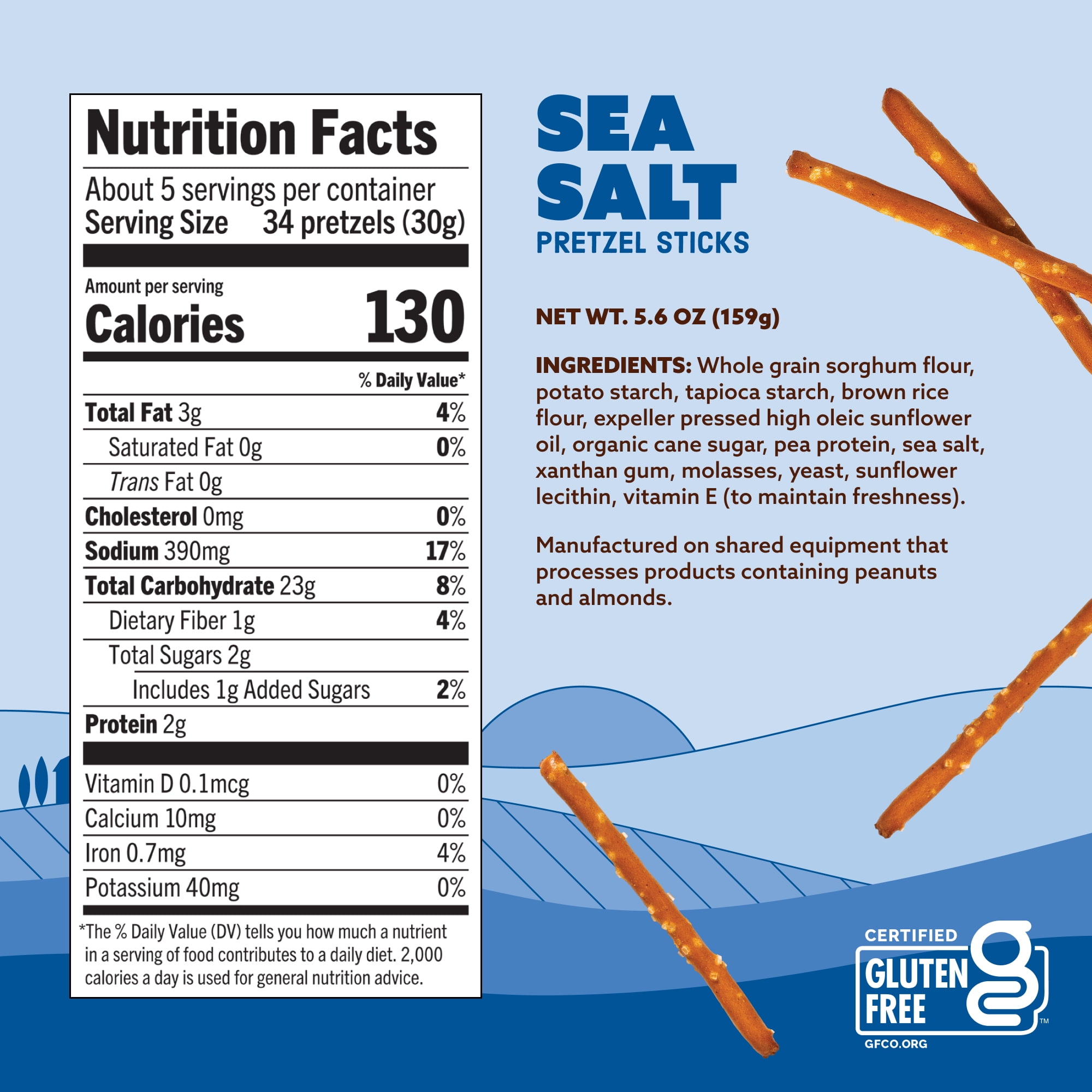 (2 pack) Quinn Gluten Free Sea Salt Pretzels Sticks, 5.6 oz