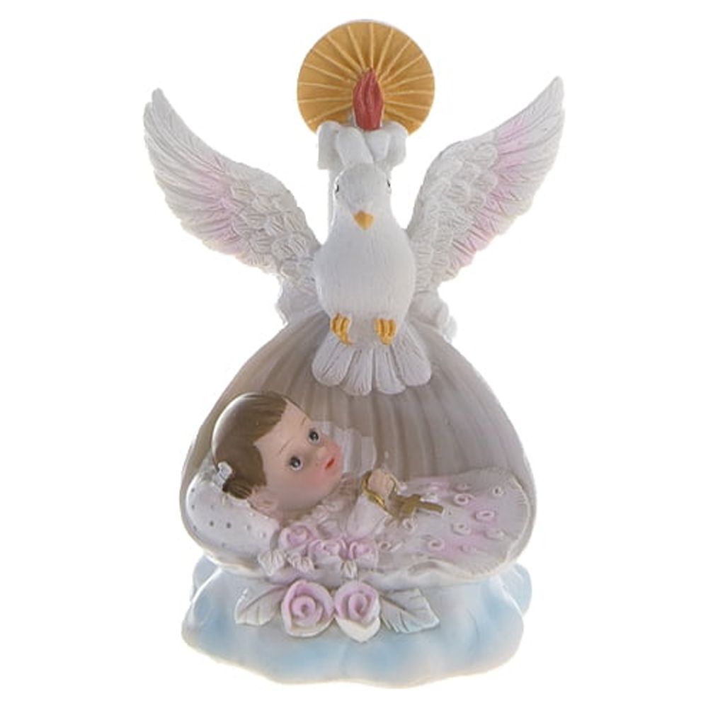 Mega Favors Keepsake Dove & Baby Holding Cross Figurines, Assorted Colors Religious-Themed, 12 PCS