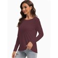 thumbnail image 3 of Women Long Sleeve Shirts Tops Fall Tunic Causal Fashion Round Neck Basic Tee, 3 of 6
