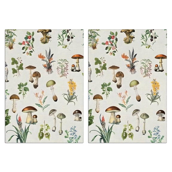 2 Pcs Funny Kitchen Towels,Brown Mushroom Flower Light Pattern Microfiber Dish Towels,Kitchen Tea Towels,Kitchen Towel Set (18" X 26")