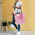 thumbnail image 6 of Open Top Canvas Tote Bag with Zipper Reusable Shopping Bag 13.5x15" Roomy Carryall Cherry Pattern with Bows, 6 of 9