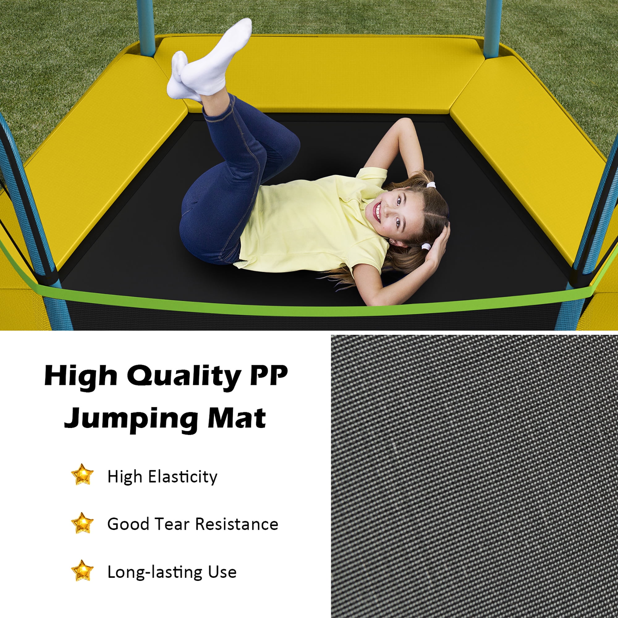 Costway 7FT Kids Trampoline Outdoor Indoor Recreational Bounce Jumper Yellow