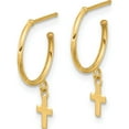 thumbnail image 2 of 14K Yellow Gold Polished Hoop With Cross Post Earrings (Width 11.9) (Length 20.6) - Jbsp, 2 of 5