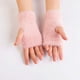 thumbnail image 1 of Guantes de mujer de felpa de color liso, cálidos, de medio dedo, sin dedos, para hombre y mujer, de poliéster, 1 of 4