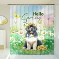 thumbnail image 3 of Newfoundland Hello Spring Time Flower Floral Nature Shower Curtain Newfie Dog Lover Gifts Waterproof Bathroom Bathtub Curtain - 02031, 3 of 5
