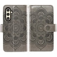 thumbnail image 6 of Compatible with Samsung Galaxy S24/S25 5G Wallet Phone Case and Tempered Glass Screen Protector Flower Faux Leather Flip Credit Card Holder Stand Zipper Cell Cover for S 24 24S 25 25S G5 Women Grey, 6 of 9