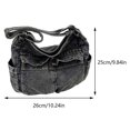 thumbnail image 4 of Denim Vintage Messenger Bag Retro Jeans Tote Bag Large Capacity Women Casual Satchel Bag Fashion Shoulder Bag New Handbag Black, 4 of 5