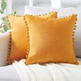 thumbnail image 2 of Top Finel Fundas de almohada decorativas de 18 x 18, juego de 2 fundas de almohada de terciopelo suave para sofá, fundas de cojín bohemias de granja para dormitorio, 2 of 5