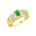 thumbnail image 4 of RYLOS Men's Rings 14K Yellow Gold Classic 6X4MM Oval Gemstone & Diamond Designer Ring Emerald May Birthstone Rings For Men, Gold Rings Size 10, 4 of 8