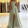 thumbnail image 2 of Elegante vestido de noche multicolor con escote en V y tirantes finos de satén brillante, 2 of 5