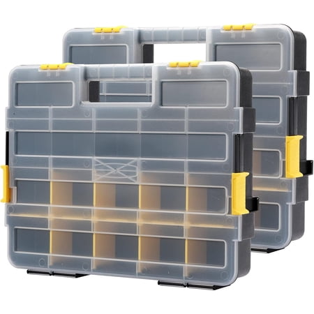 Interlocking Small Parts Organizer Compartment Toolbox for Screw Nail Hardware 2PCS Stackable Plastic Toolbox Organizer
