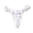 thumbnail image 1 of Gibobby Bikini elástico con algodón Bragas sexy para mujer Tangas encaje con perlas（Blanco，Talla única), 1 of 3