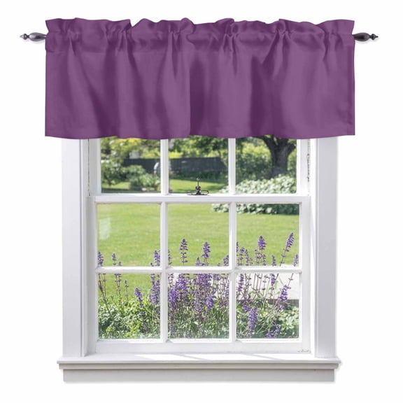 Purple Valances for Windows, Simple Background Modern Solid Color Monochrome Valance Window Treatment Rod Pocket Short Curtains Valances for Kitchen Bathroom 56"W x 16"L