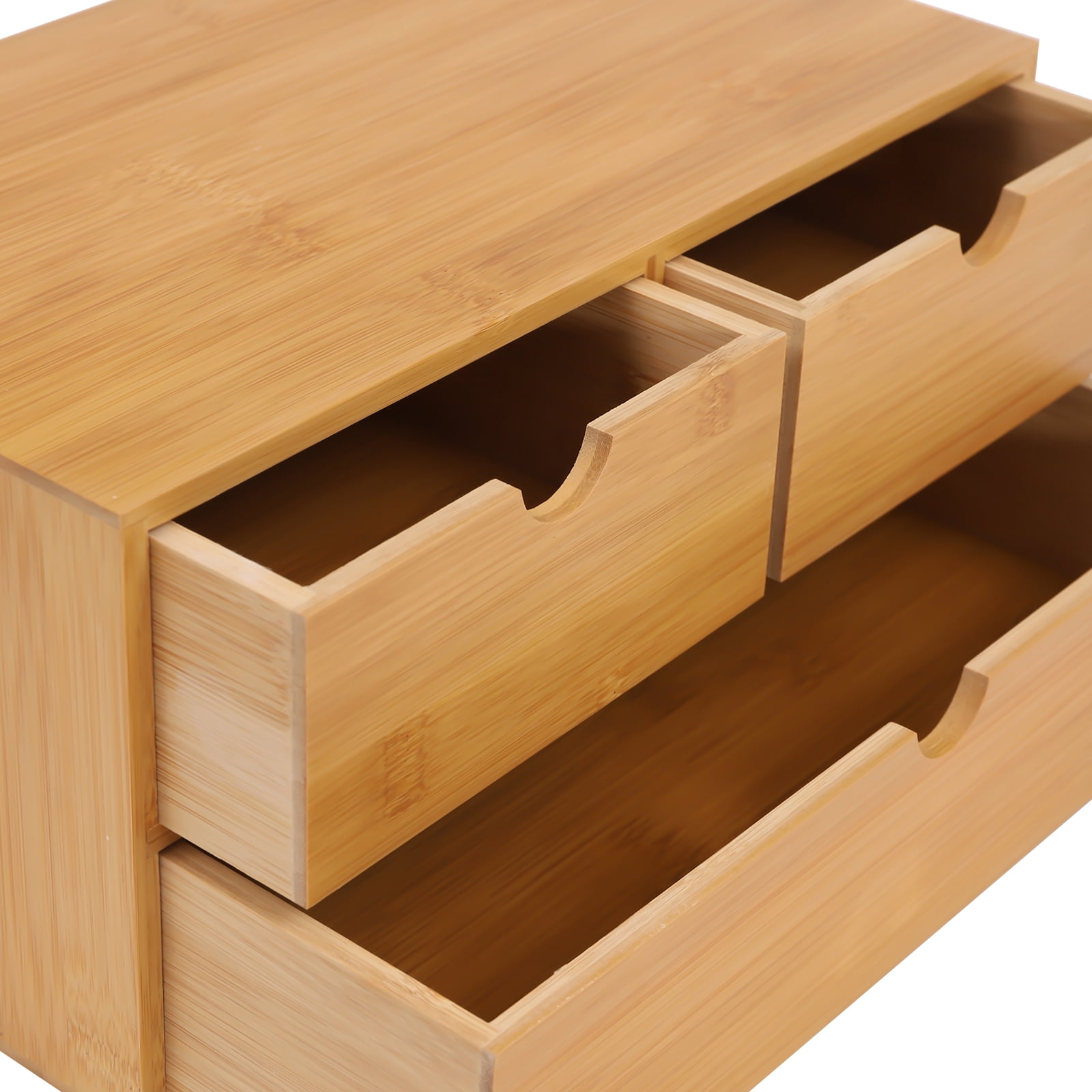 Dwellnix Tabletop Mini Bamboo Desk Bamboo Desk OrganizerDrawer Storage Box W 3 Drawers