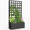 thumbnail image 2 of Outsunny Galvanized Raised Garden Bed with Trellis and Drainage Holes for Climbing Plants, Vegetable, Vines, 24" x 9" x 44.5", Black, 2 of 9