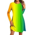 thumbnail image 2 of Jjayotai Women's Casual Long Sleeve T-shirt Dress, Knee Length Loose Dresses, Flowy Swing Dress Multicolor L, 2 of 5