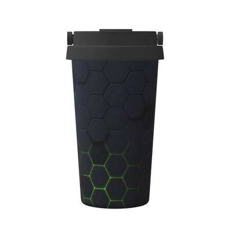 

Logiee Modern Hexagonal Neon Grid Print Stainless Steel Coffee Tumbler Travel Coffee Mug Insulated Coffee Mug with Lid Spill Proof Coffee Cup Portable Thermal Mug