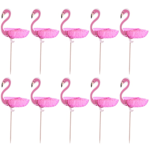 YOSADIER 50pcs Disposable Fruit Picks Bamboo Cocktail Drink Picks Sticks Party Supplies Favors for Home Bar (Flamingo Pattern)