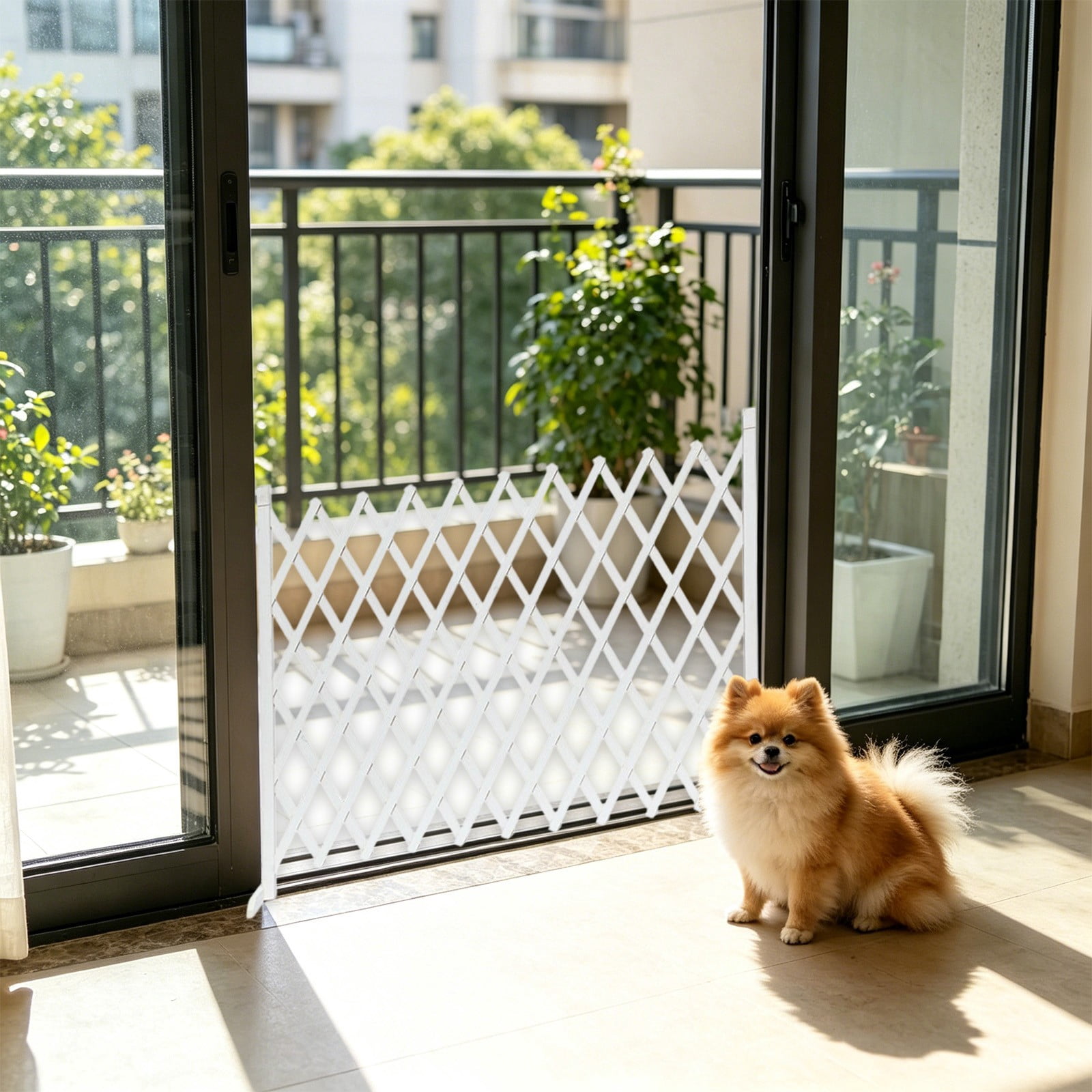Tuvgenk Pet Barrier Safety Fence Retractable Isolation Partition Stable Anti Escape Structure Easy Install for Indoor Doorway Household Protection