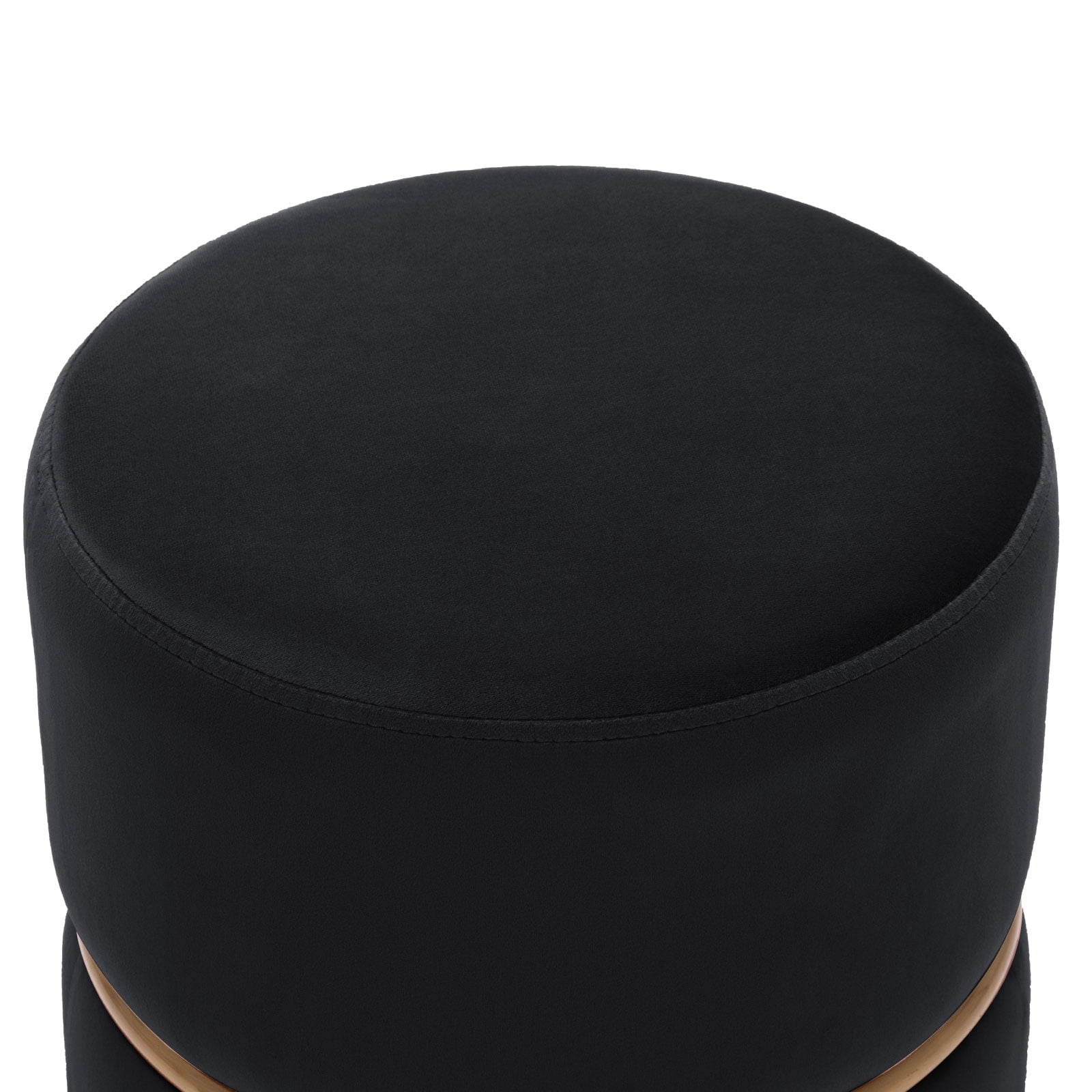 Duhome Round Ottoman Footstools Velvet Vanity Stool Furry Makeup Stool for Bedroom Living Room Decorative Padded Small Bench, Black and Gold