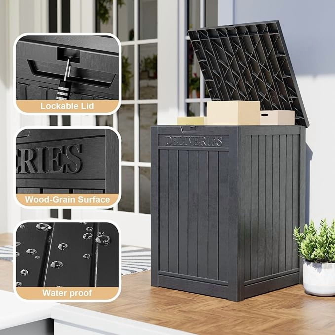 EasyUp Package Delivery Box Outdoor with Lockable Secure Waterproof & UV-Resistant,Anti-Theft Parcel Large Double Wall Resin Outdoor Package Delivery for Porches, Patios,Curbside