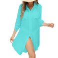 thumbnail image 4 of NMMUED Cover Ups for Swimwear Women Blouse Long Button Down Shirt Dresses Tops Beach Vacation Clothes for Women Light Green A, 4 of 7